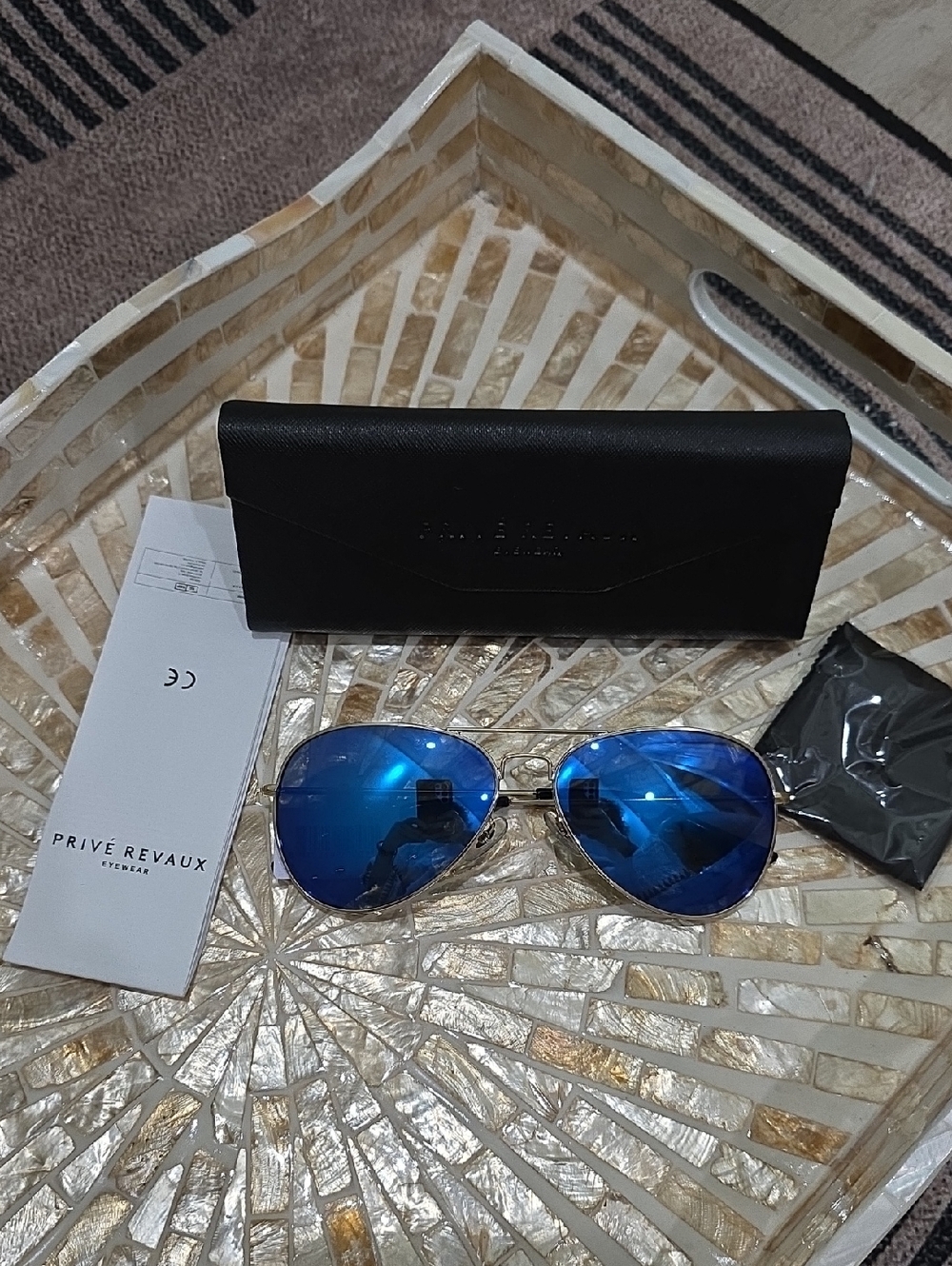 Polarized Aviator Sunglasses - Blue Mirror Lenses